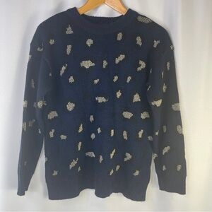 Kendall and Kylie Animal Print Cheetah Blue Black Gold Crew neck Sweater XS